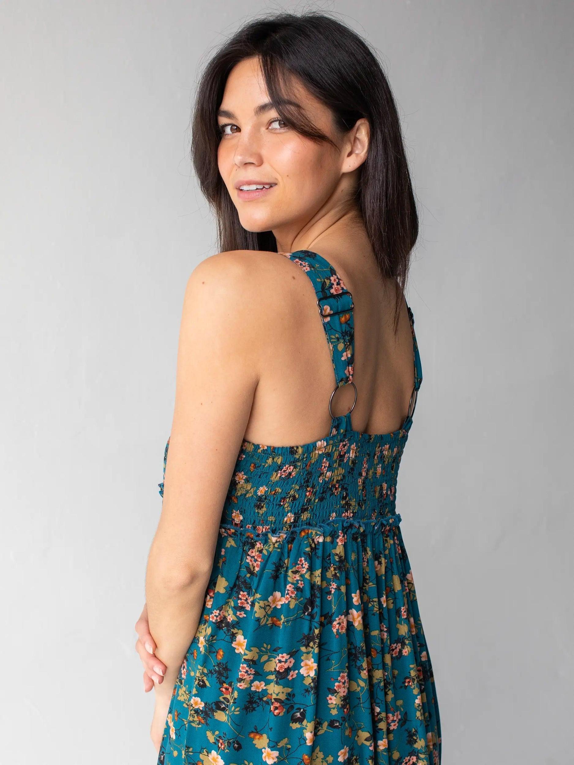 Eliza Maxi Dress - Dark Turquoise Floral Product Image