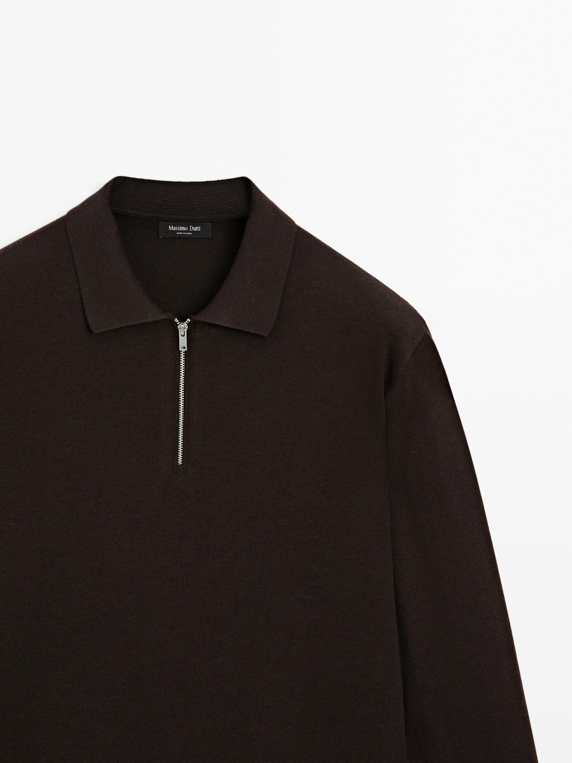 Knit polo sweater with zip Product Image