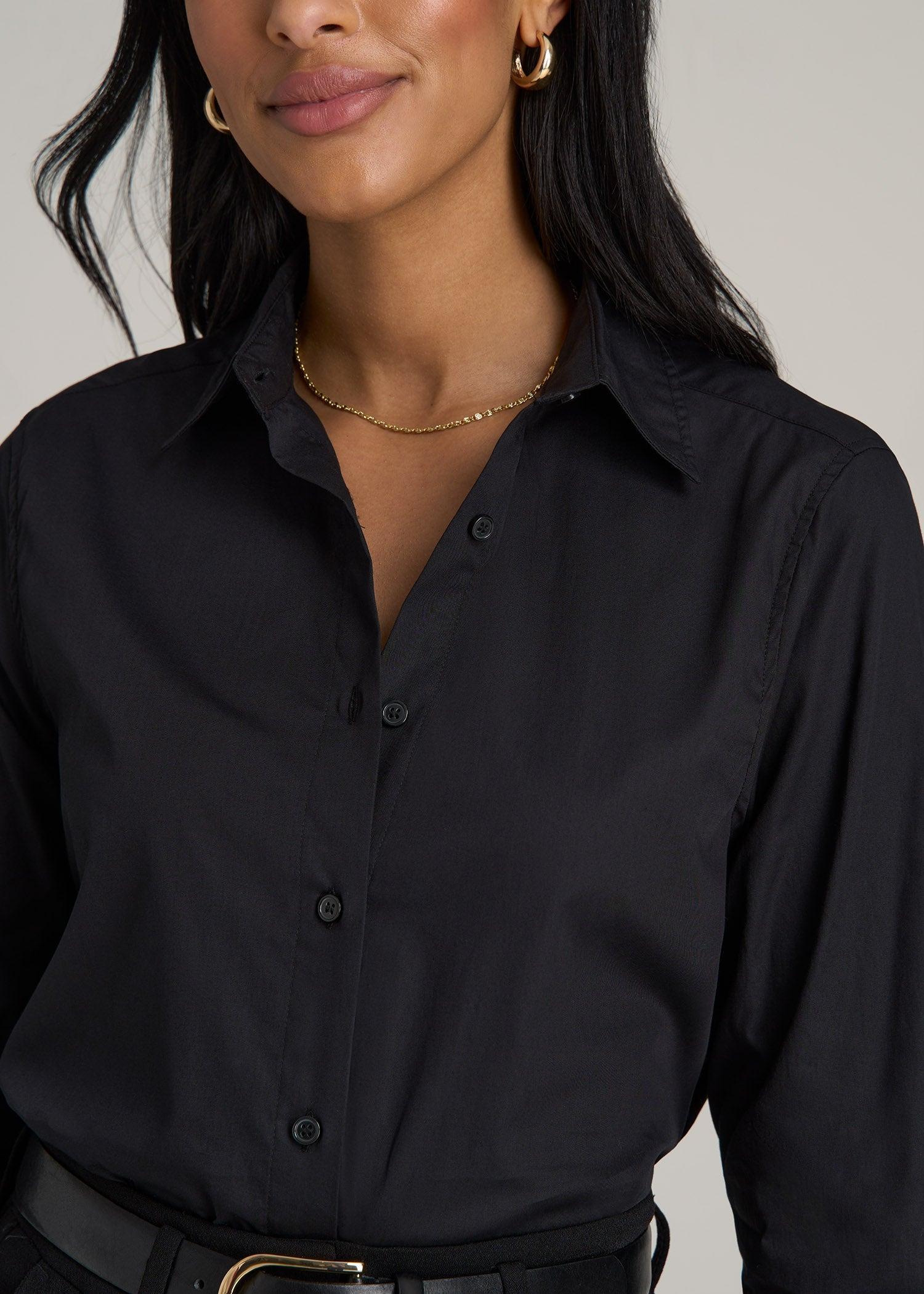 Tall Women's Regular Fit Dress Shirt in Black Product Image