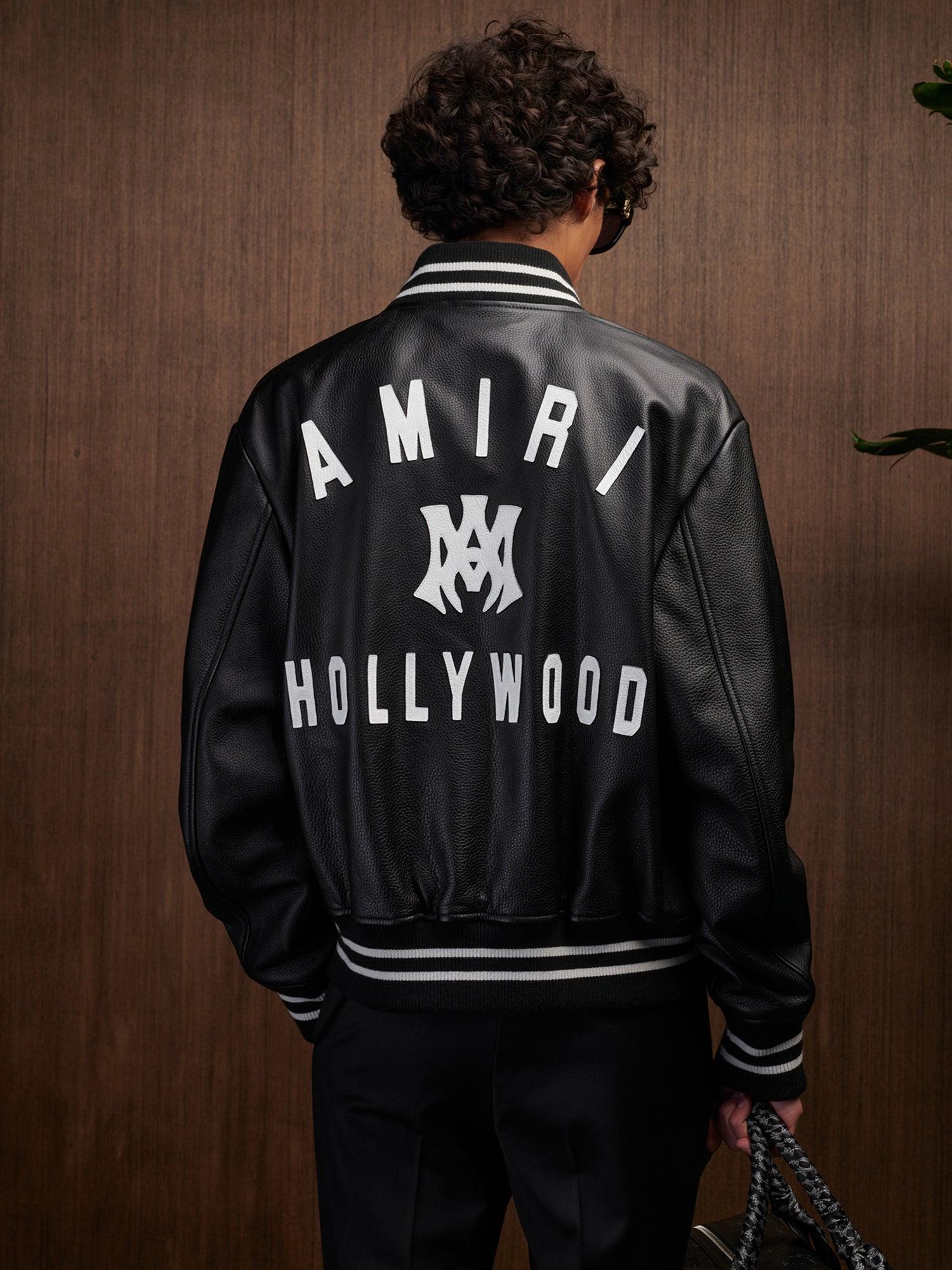 MA HOLLYWOOD LEATHER BOMBER - Black Male Product Image