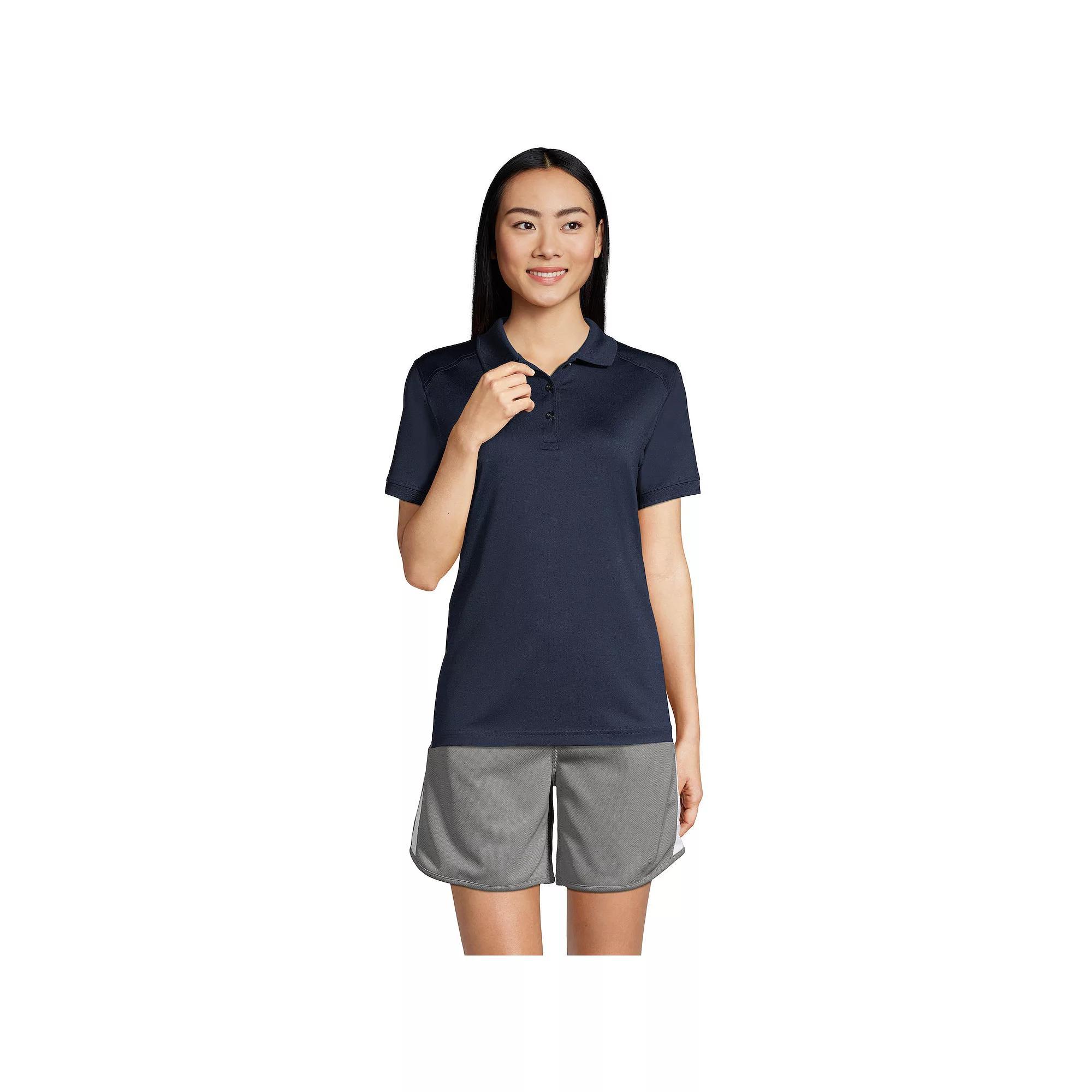 Women's Lands' End Short Sleeve Rapid Dry Polo Shirt, Size: Large, Blue Product Image