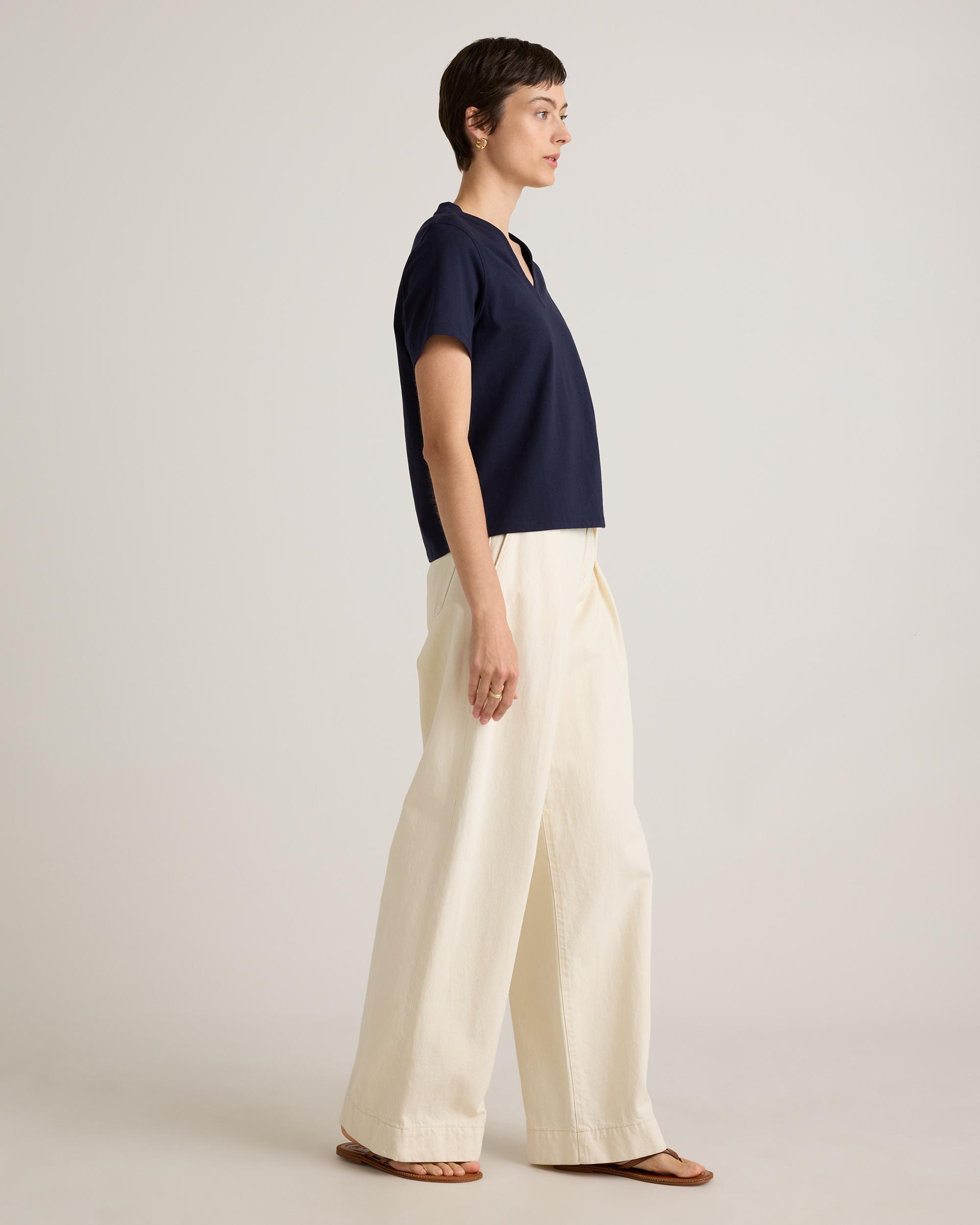 Quince | Women's Boxy V-Neck T-Shirt Organic Cotton Product Image
