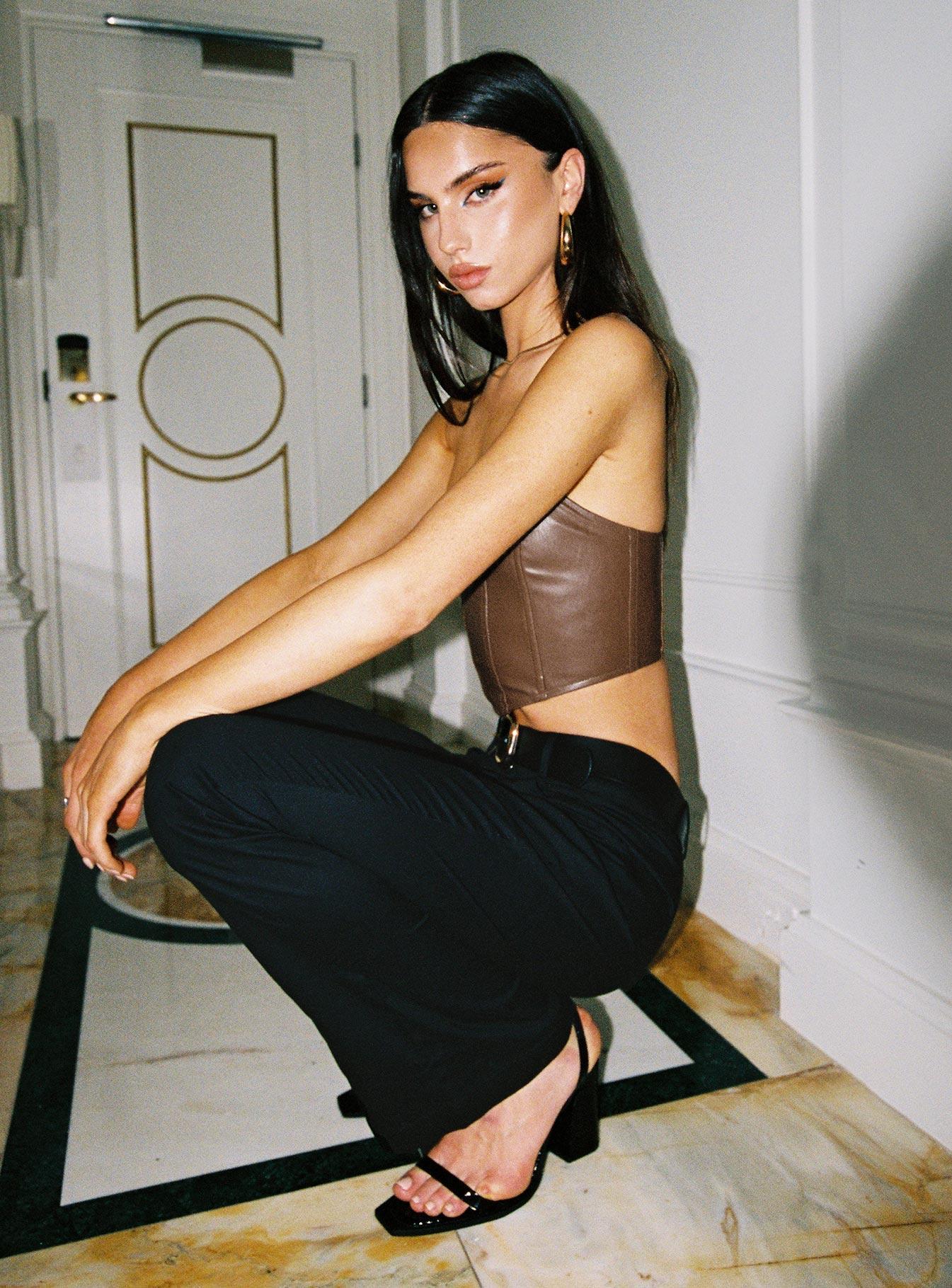 Jessica PU Bustier Brown Product Image