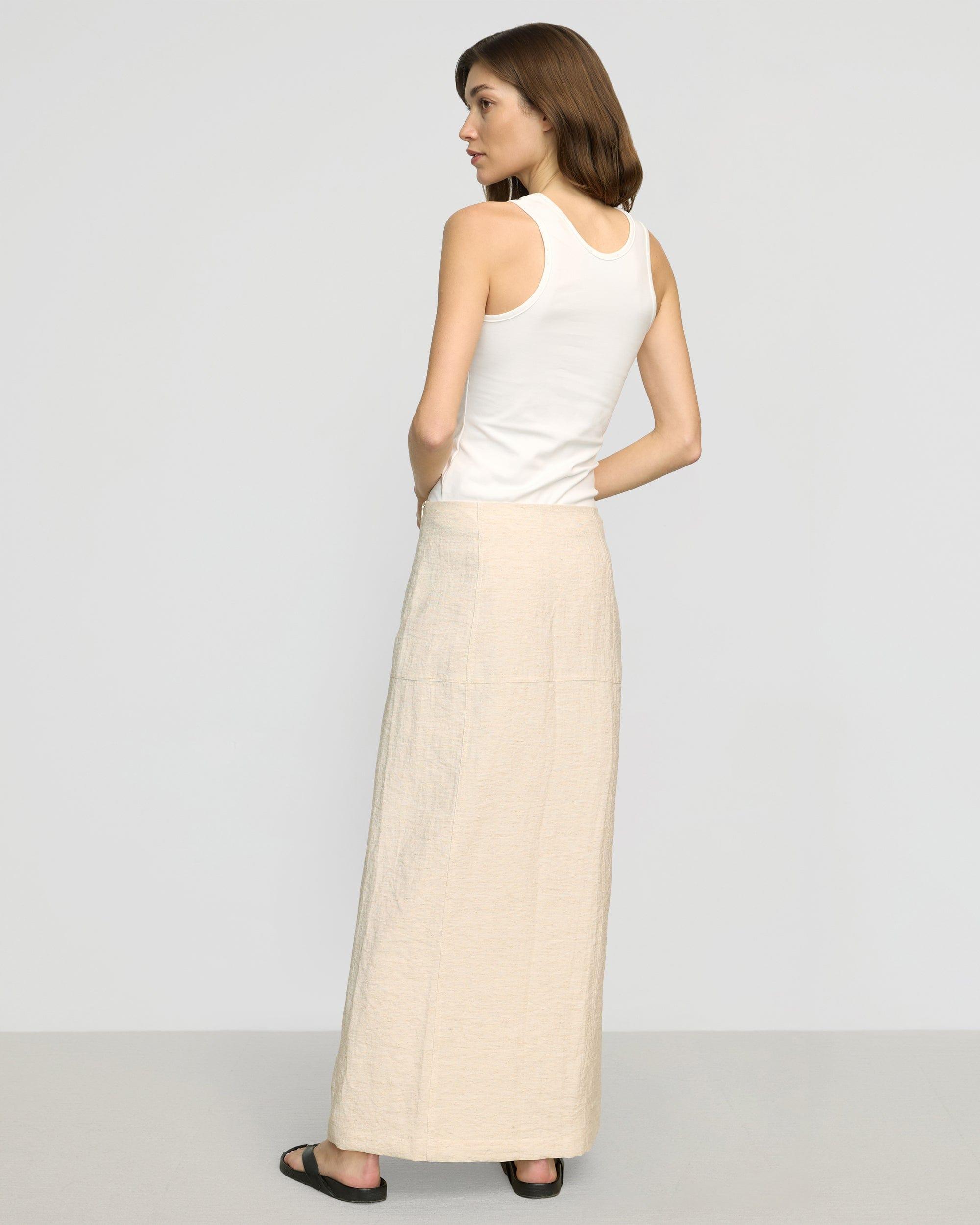Ranni Front-Vent Linen-Blend Skirt Product Image