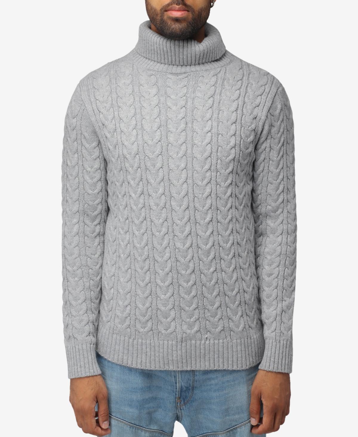 Mens Xray Cable Knit Turtleneck Sweater Brown Product Image