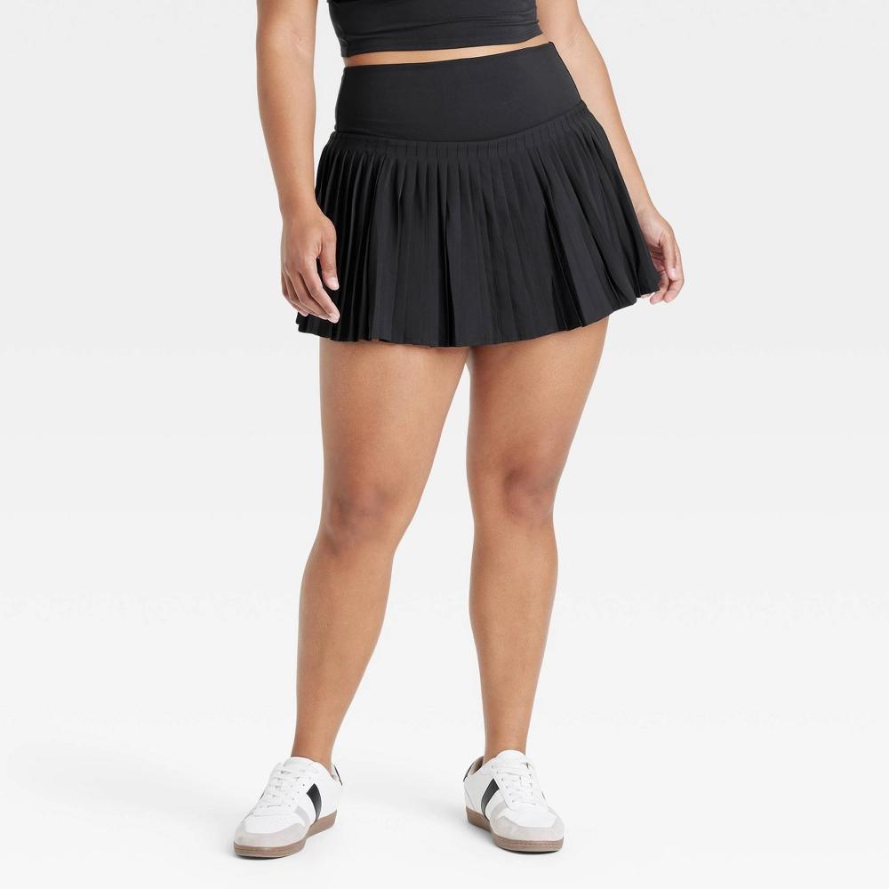Womens High-Rise Woven Pleated Skort 15.75 - All In Motion Black L: Moisture Wicking, Quick Dry, Built-in Shorts, UPF 50+ Product Image