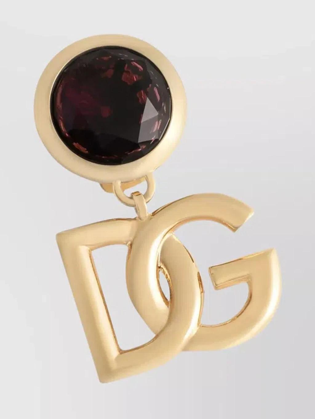DOLCE & GABBANA Logo-plaque Earrings In Gold Product Image