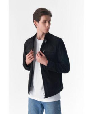 Furniq Uk Mens Suede Casual Jacket Black Product Image