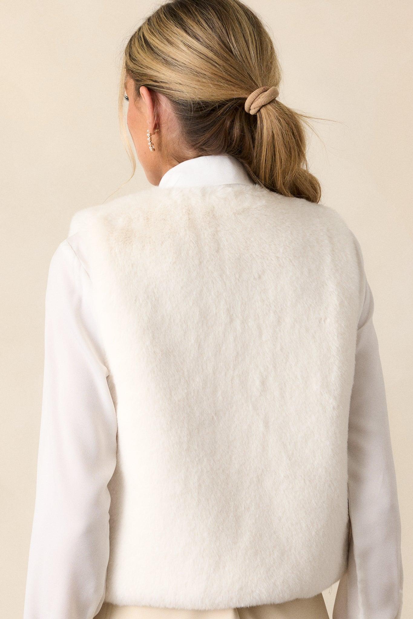 Cuddly Keepsake Off White Faux Fur Vest Product Image