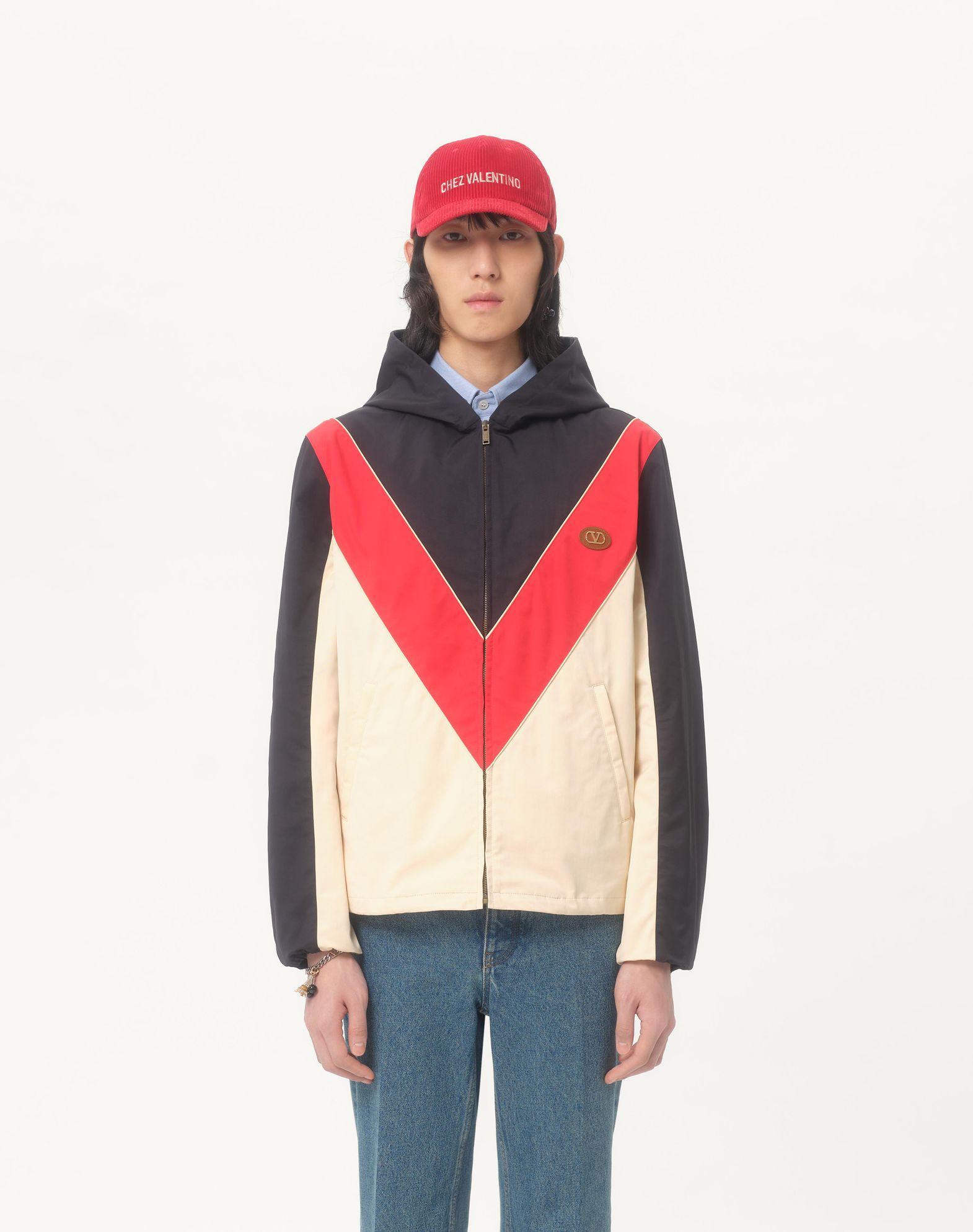 Nylon Hooded Windbreaker With Vlogo Patch Product Image