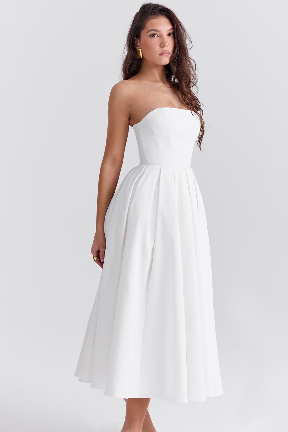Audrey White Strapless Midi Sundress Product Image