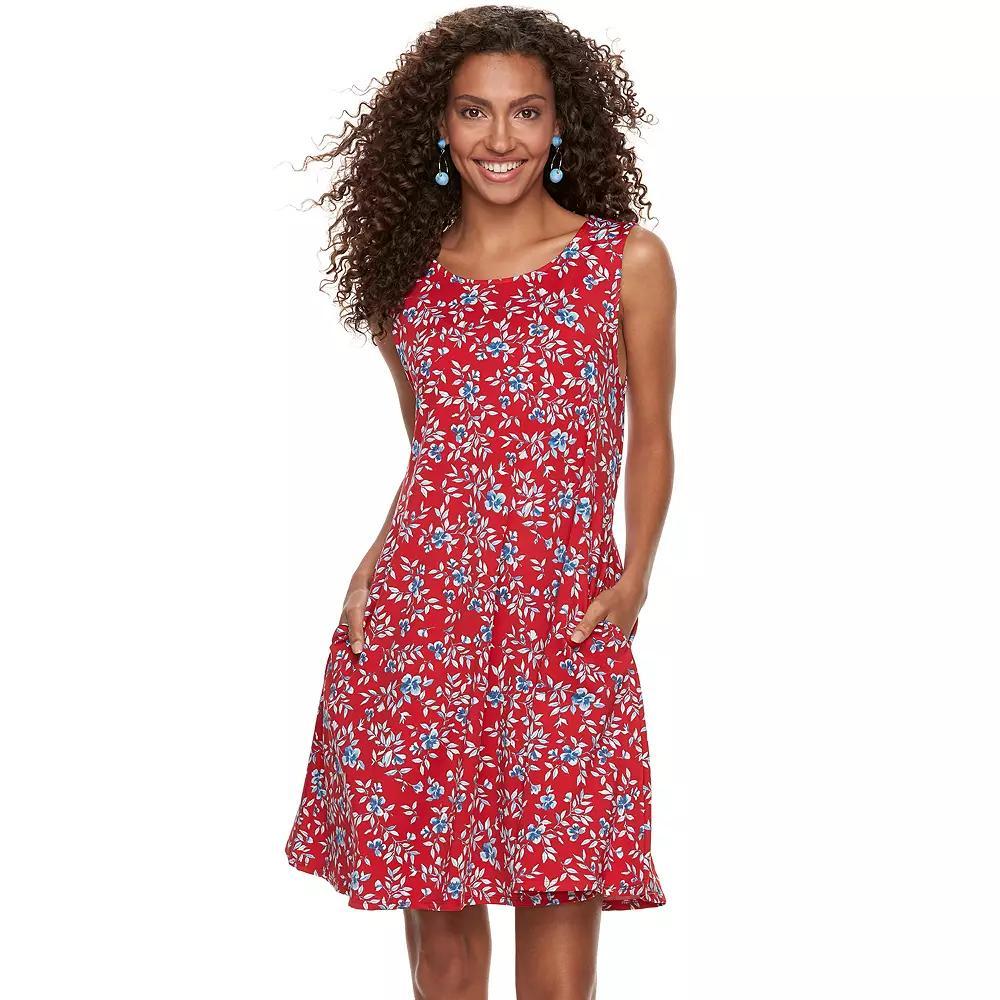 Women's Nina Leonard Floral Swing Dress, Size: Small, Blue Team Product Image