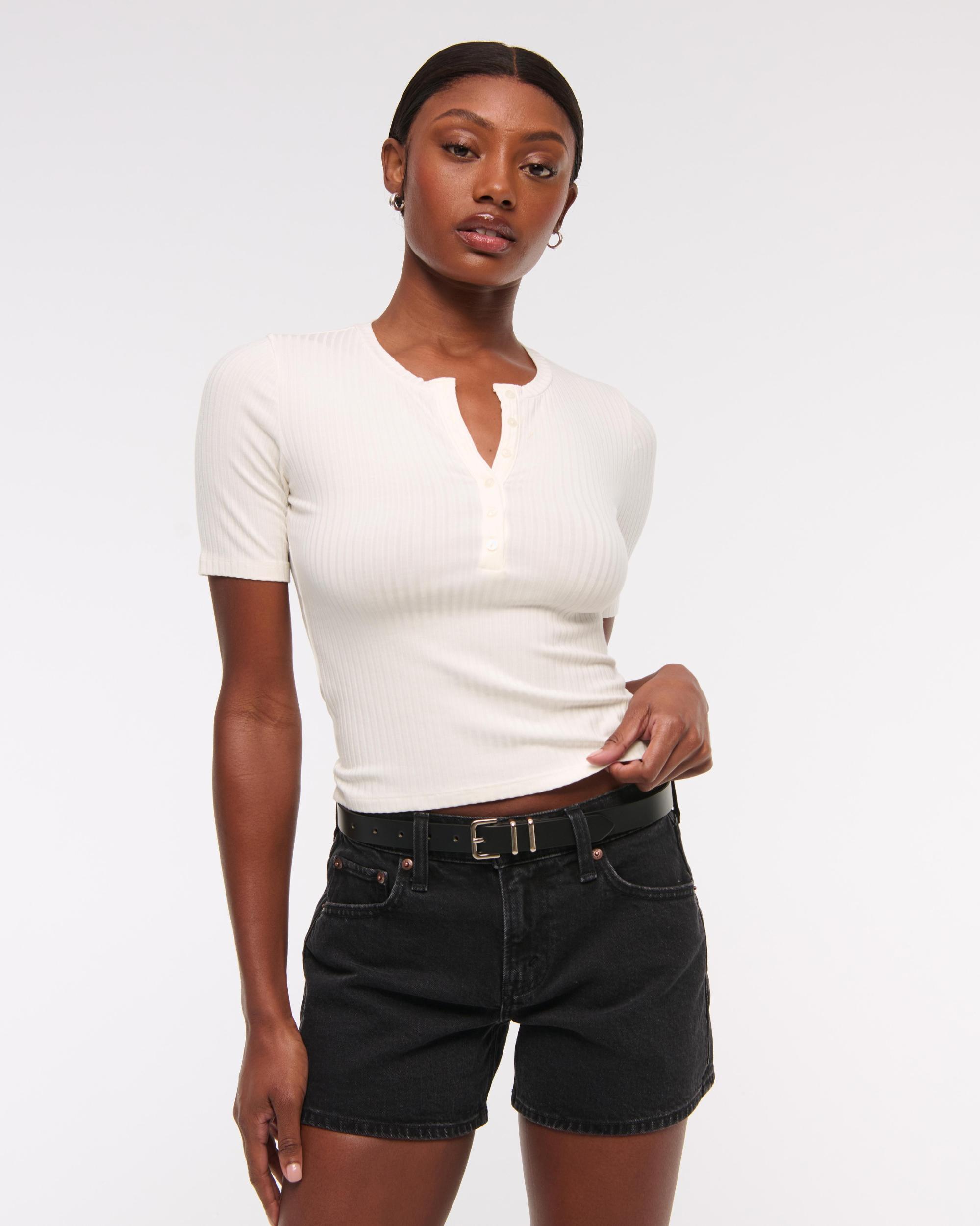 Half-Sleeve Henley Top Product Image