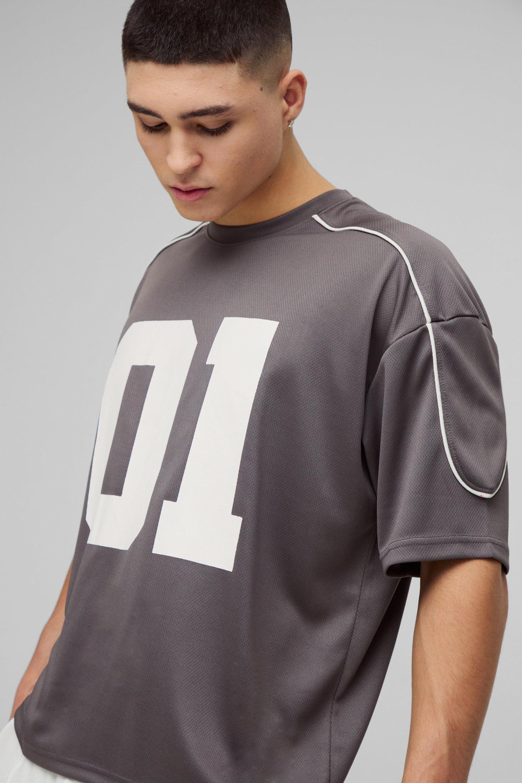 Oversized Boxy Half Sleeve Varsity T-Shirt | boohooMAN USA Product Image