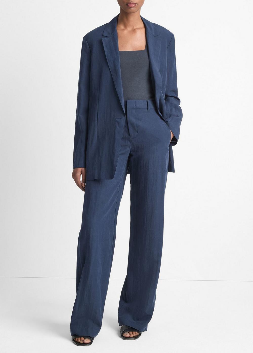 Womens Relaxed Textured Blazer, Light Coastal Blue, Size 6 Vince Product Image