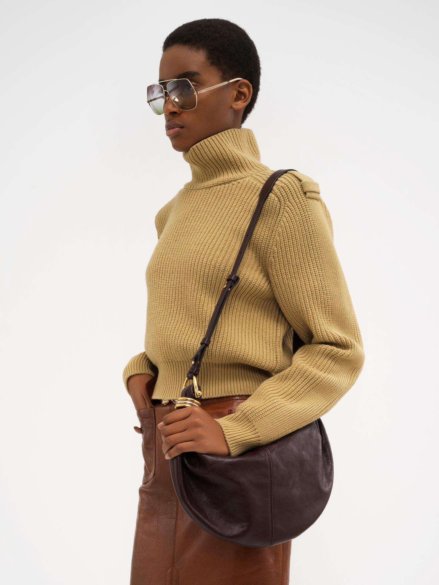 Small Bracelet hobo bag in grained leather Product Image