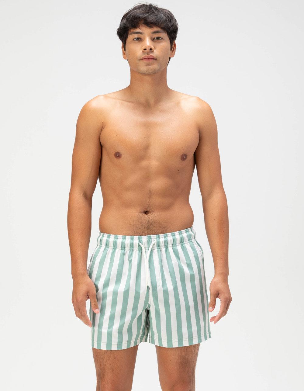 RSQ Mens Bold Stripe Swim Shorts - CADET Product Image