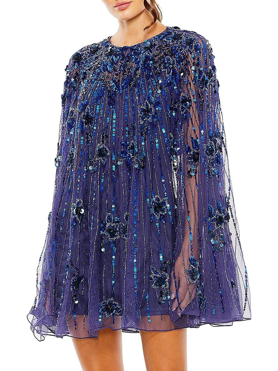 Womens Embellished Tulle Trapeze Dress Product Image