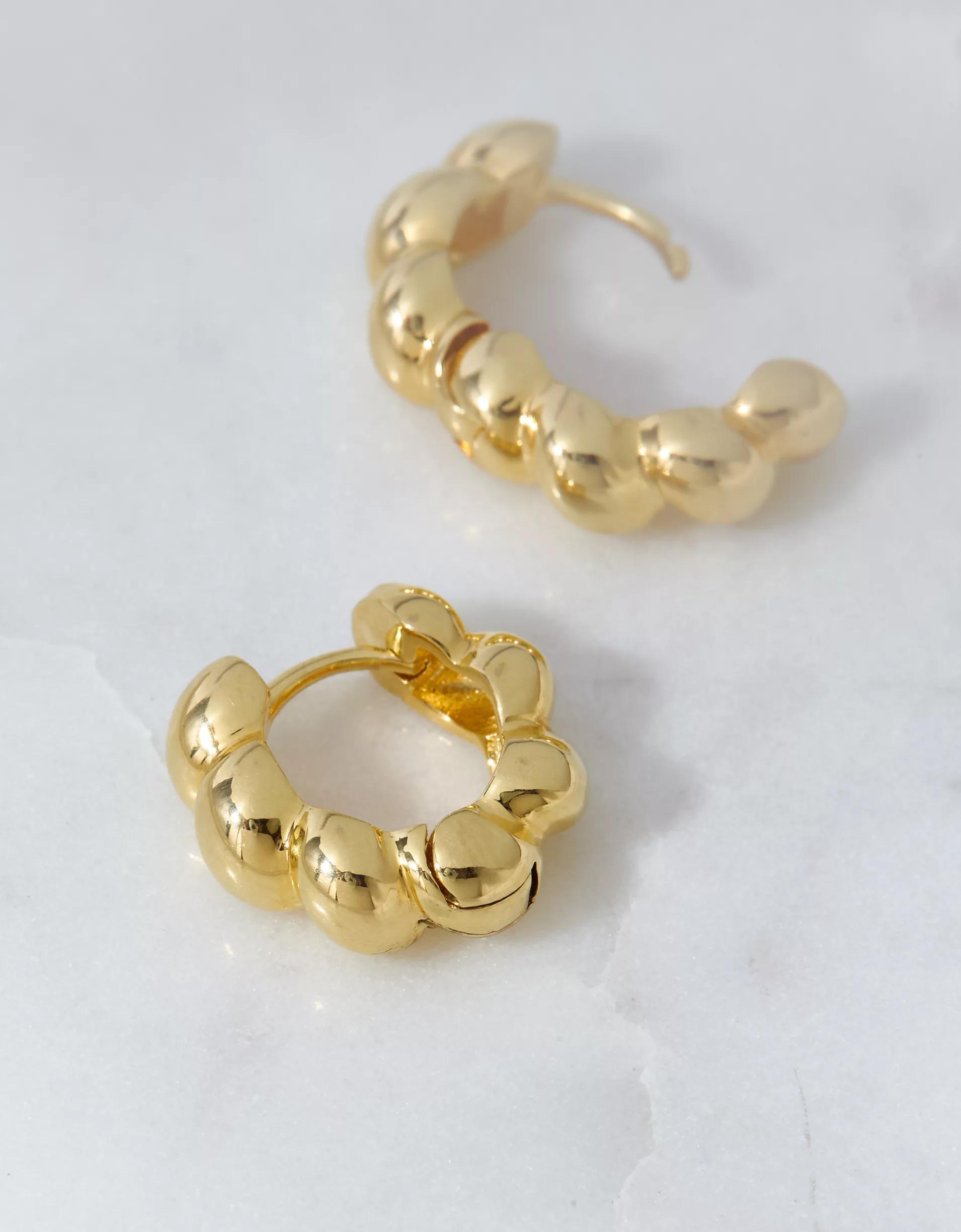 AEO Keepers Collection 14K Gold-Plated Twisted Hoop Earrings Product Image