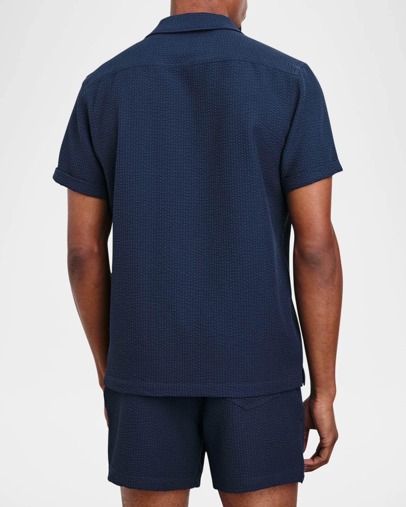 Mens Amalfi Textured Stripe Short-Sleeve Shirt Product Image
