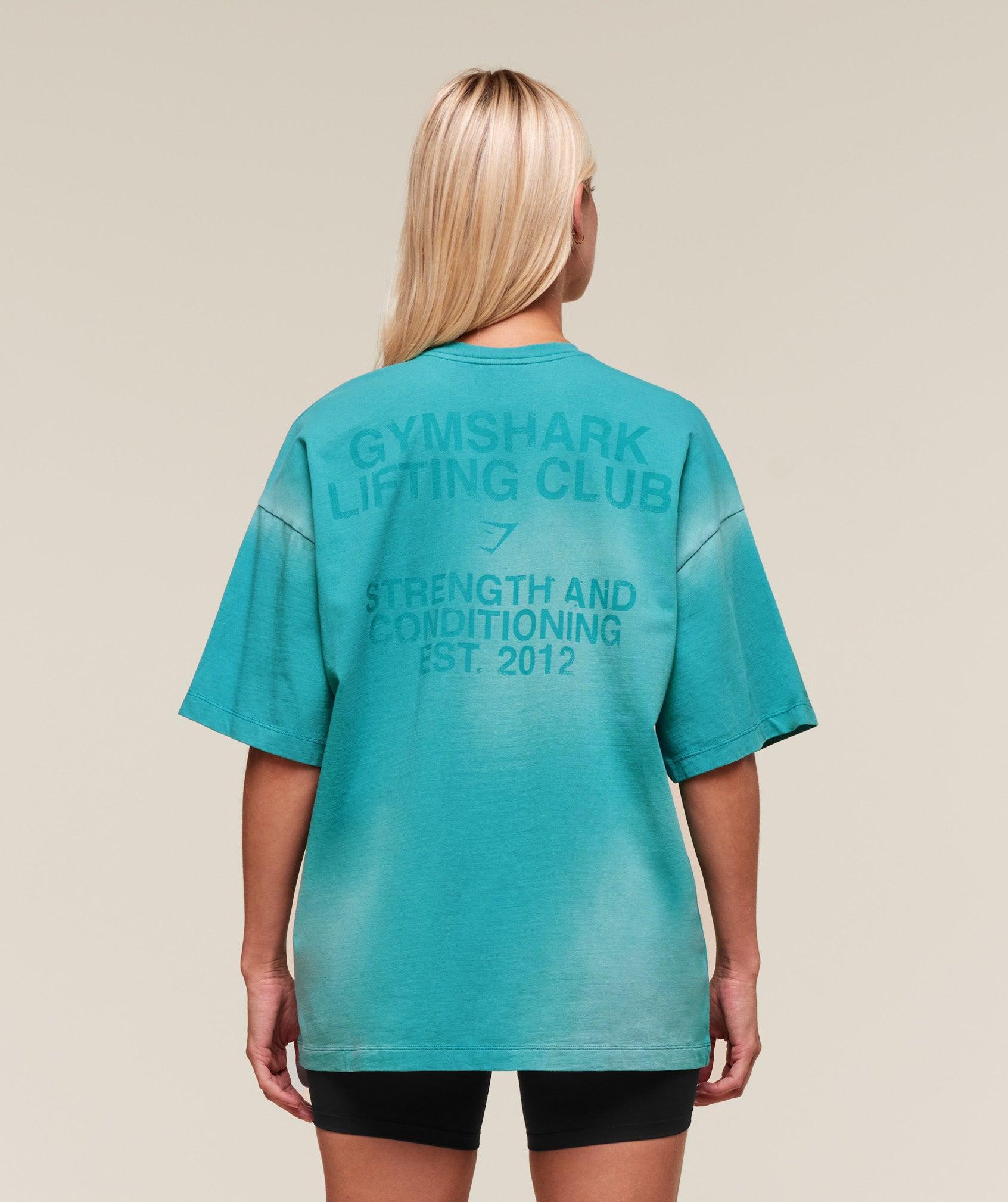 Gymshark Summer Tie-Dye Graphic Oversized T-Shirt - Jewel Teal/Wash Female Product Image