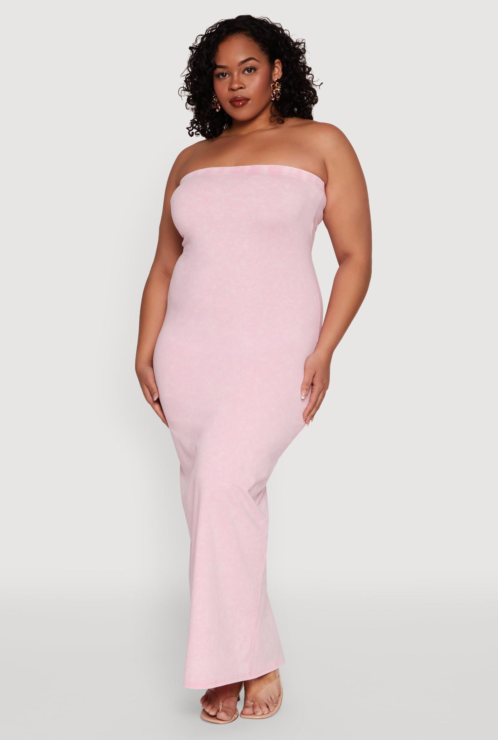 Womens Plus Size Daisy Mineral Wash Maxi Tube Dress Product Image