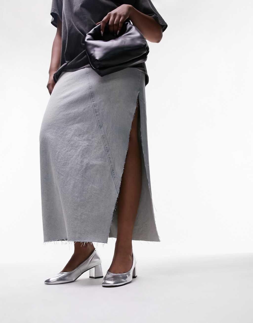 Topshop Elana leather heeled ballerina shoes Product Image