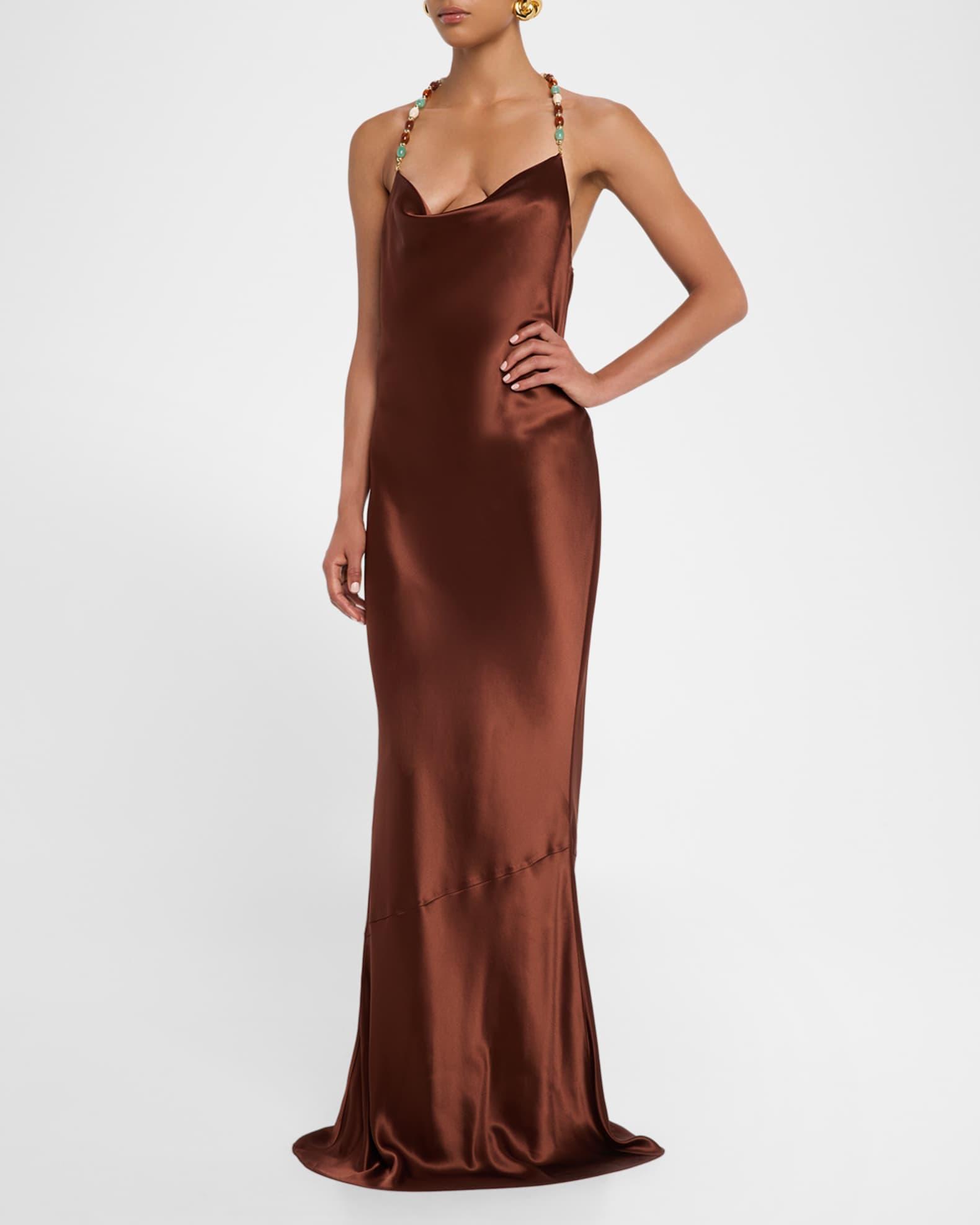 Finley Beaded Satin Slip Gown Product Image