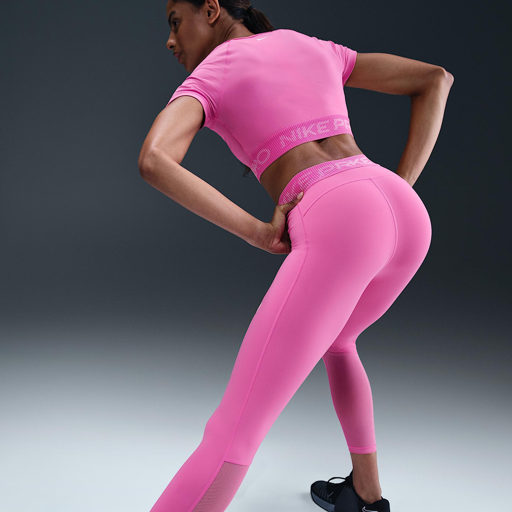 Nike Pro Women's Mid-Rise 7/8 Mesh-Panel Graphic Leggings Product Image