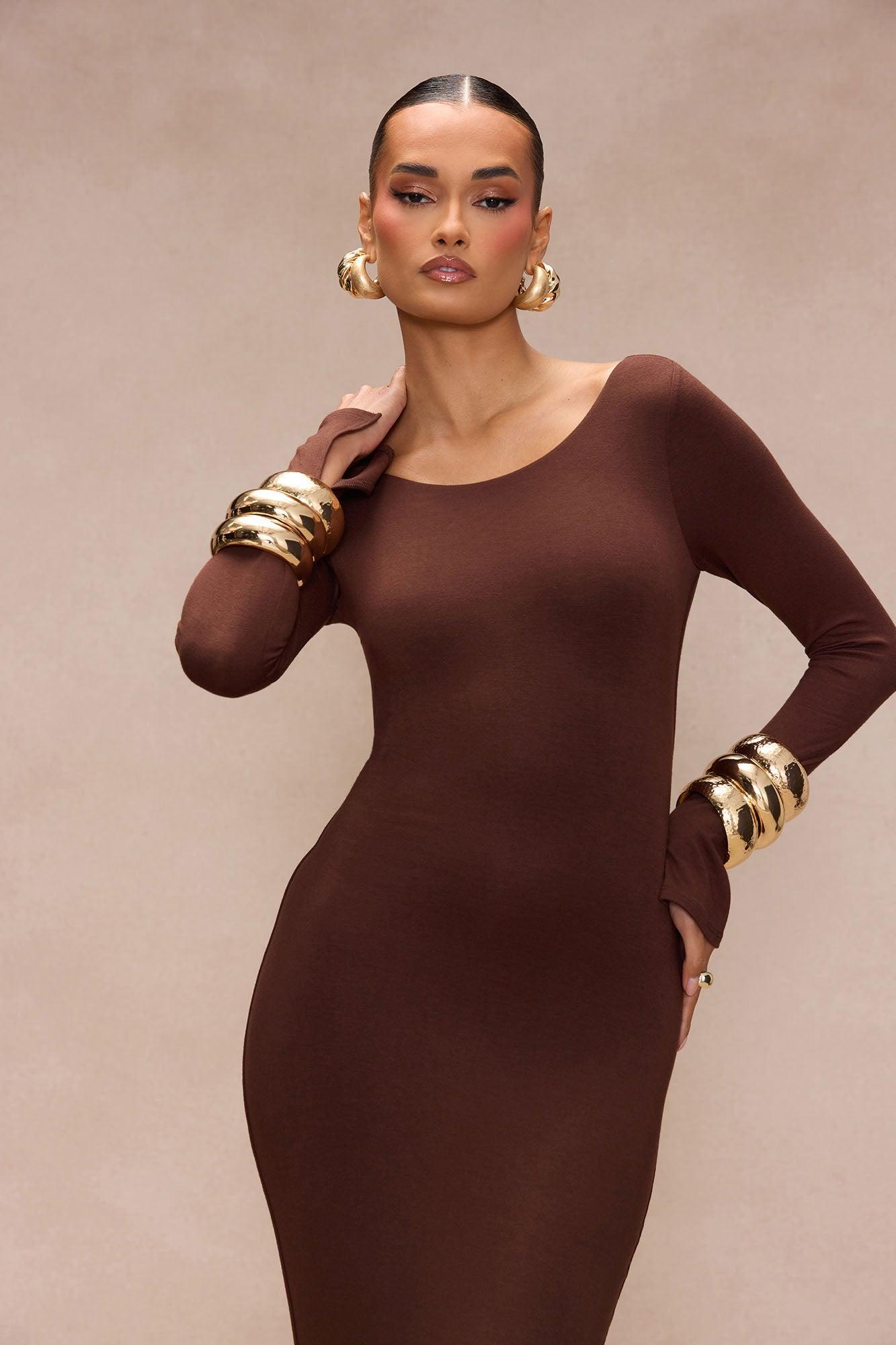 Cami Smooth Double Lined Maxi Dress - Chocolate Product Image