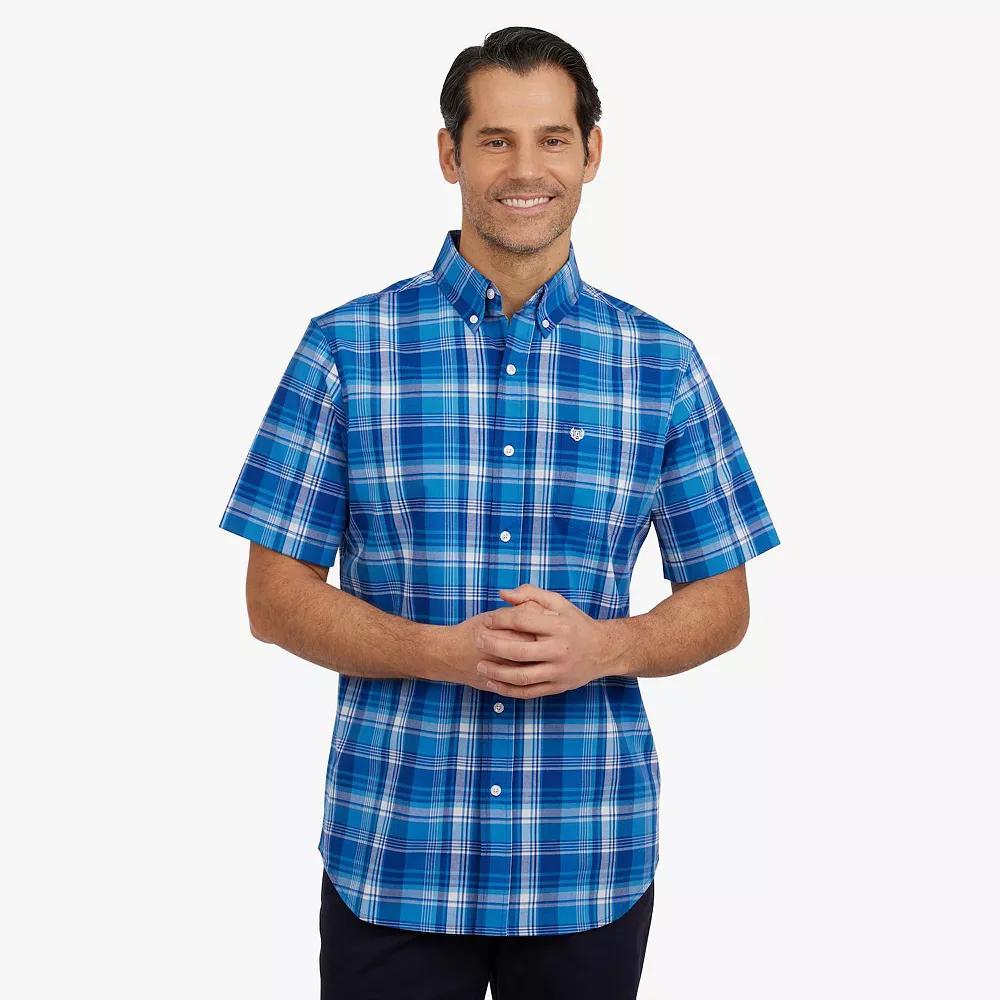 Men's Chaps Short Sleeve Button-Down Shirt, Size: XXL, Estate Blue Product Image