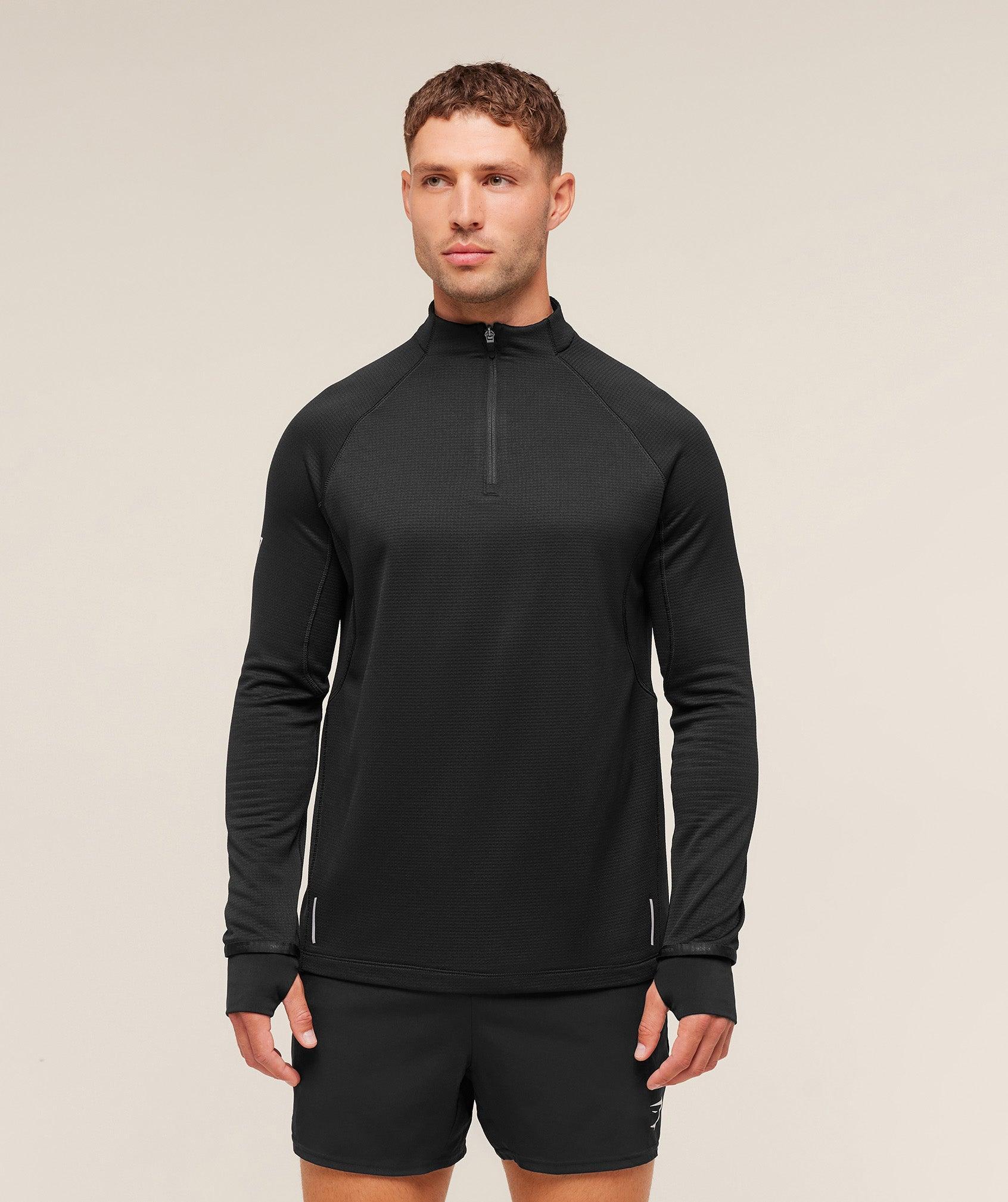 Gymshark Running 1/4 Zip - Black Male Product Image