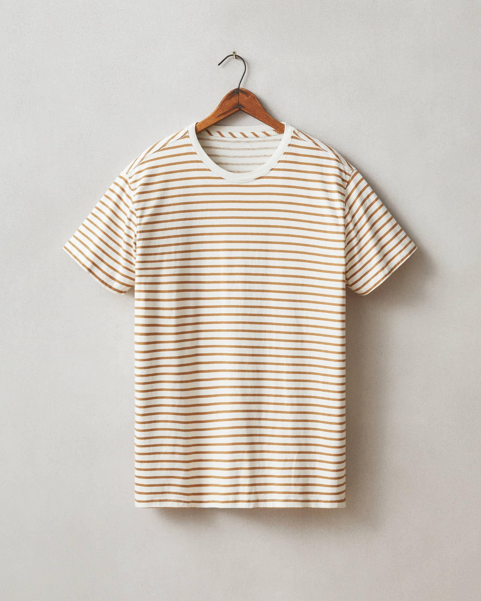 Men's Classic Cotton Crew Tee - Striped - Cashew Stripe Male Product Image