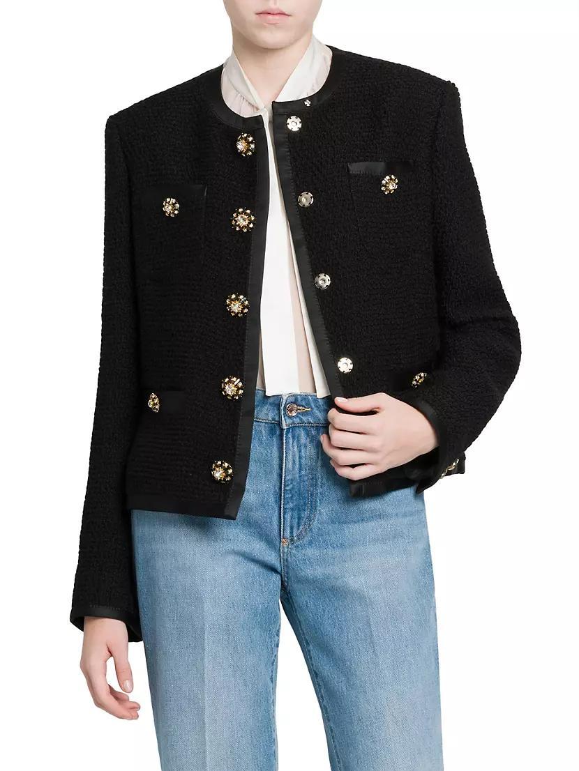 Womens Silk & Wool Boucl Tweed Jacket Product Image