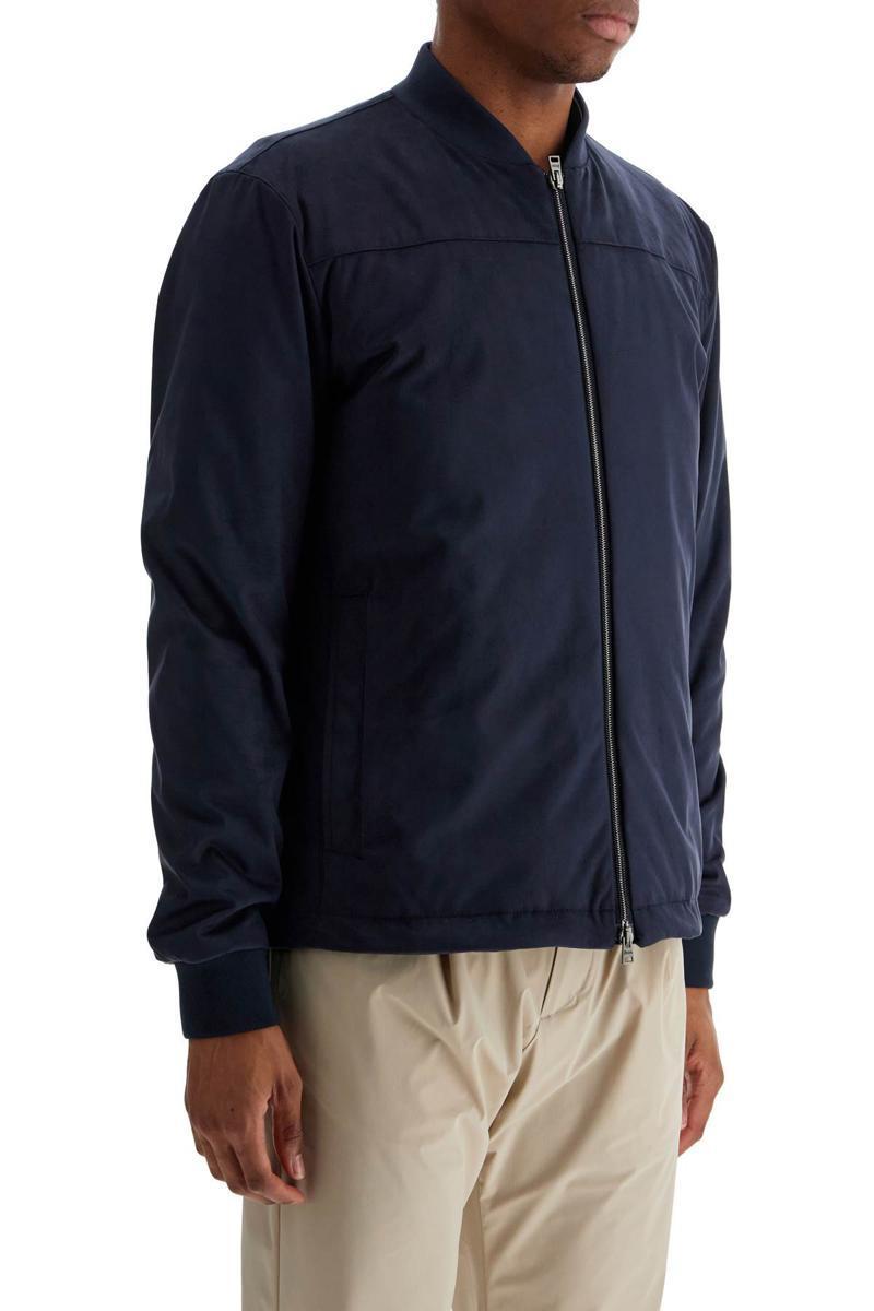 HERNO Suede Bomber In Blue Product Image