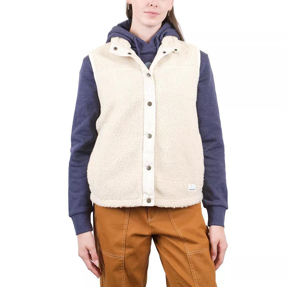 Women's Mountain and Isles Snap Front Sherpa Vest, Size: XS, Beige Product Image