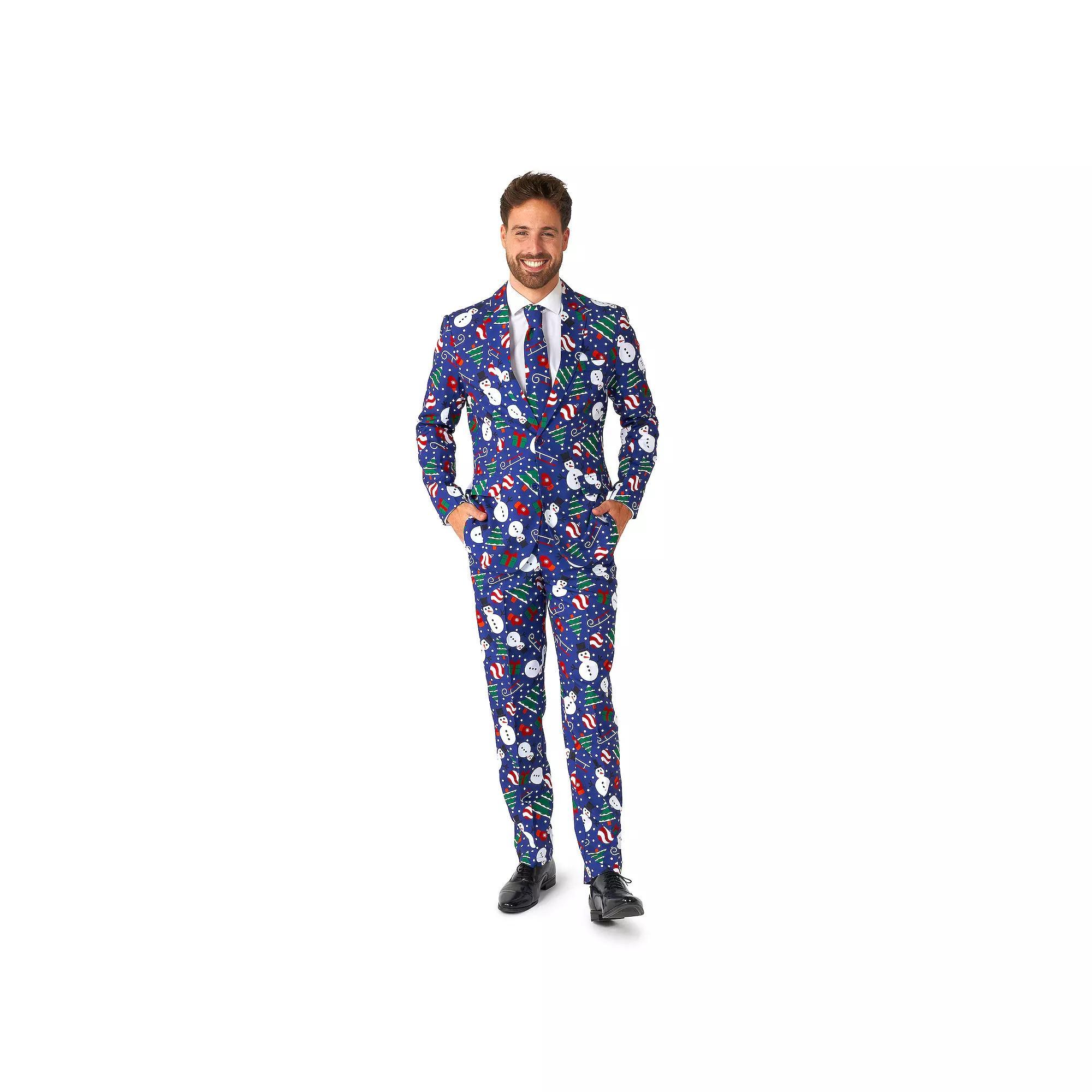 Men's Suitmeister Christmas Snowman Slim Fit Suit, Size: Small, Christmas Snowman Blue Product Image