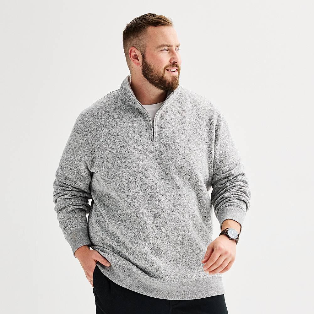 Big & Tall Sonoma Goods For Life® Fleece Quarter Zip Pullover, Men's, Size: 5XB, Grey Gray Product Image