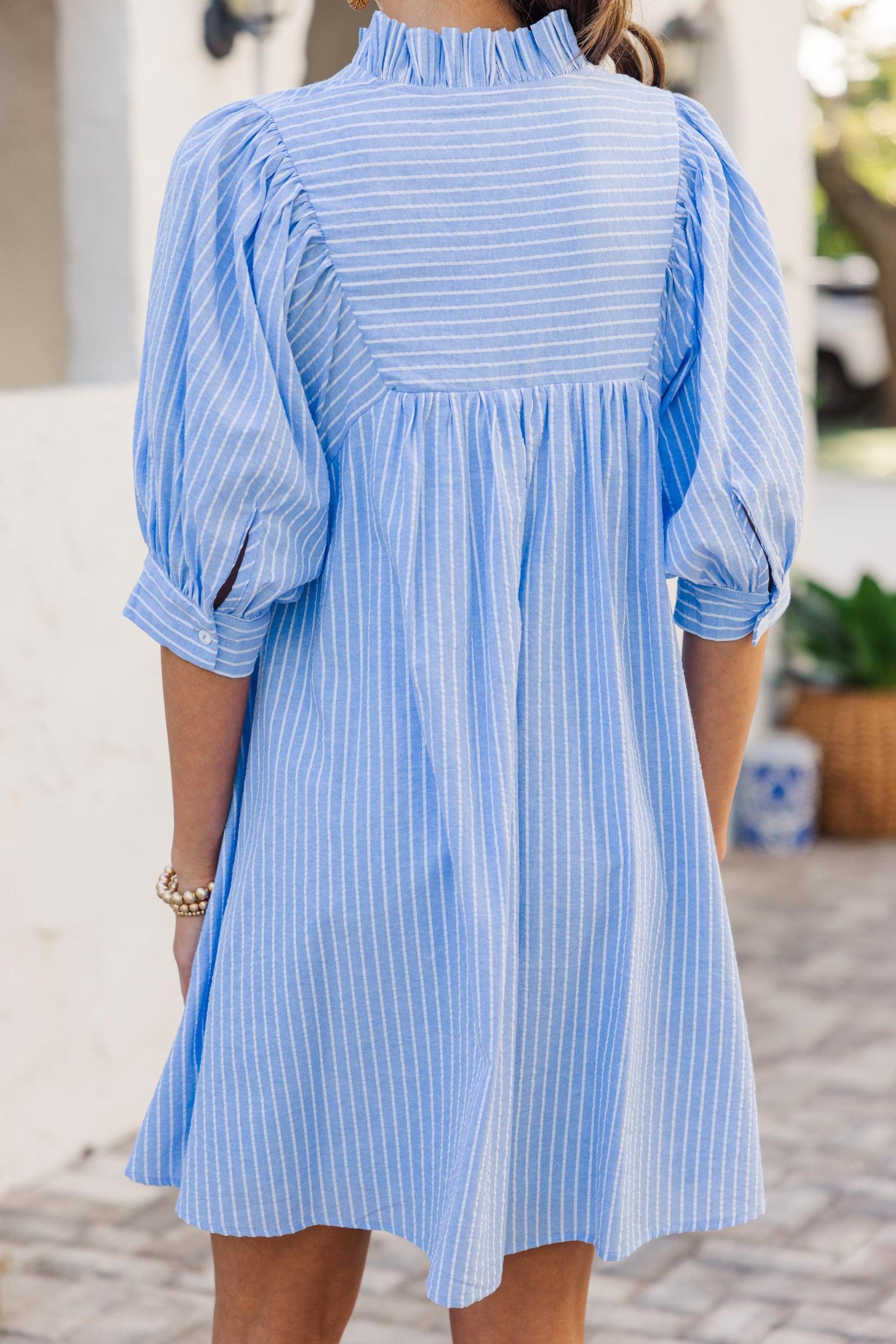 Little Moments Light Blue Babydoll Dress Female Product Image