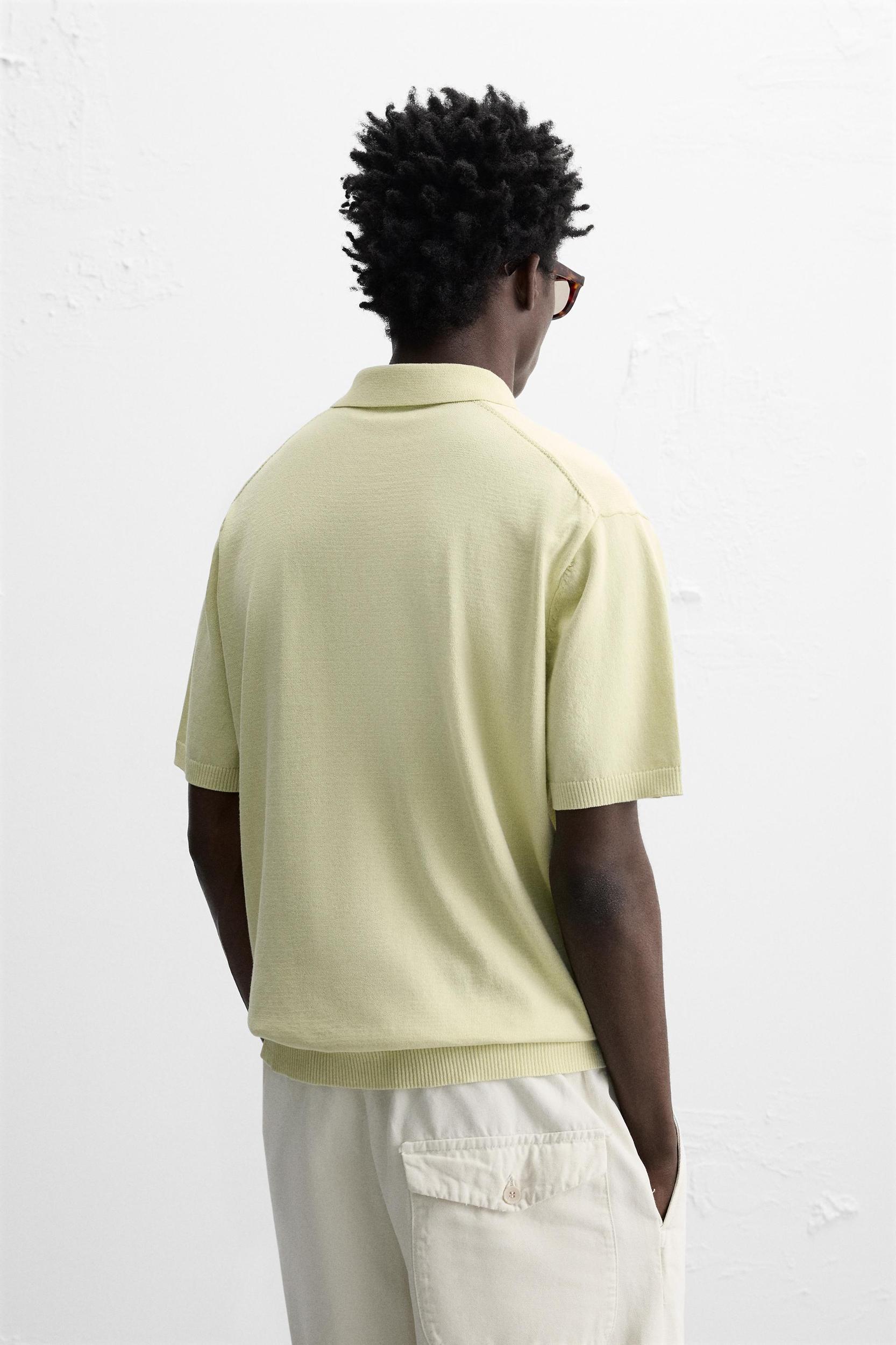 WASHED COTTON KNIT POLO SHIRT Product Image