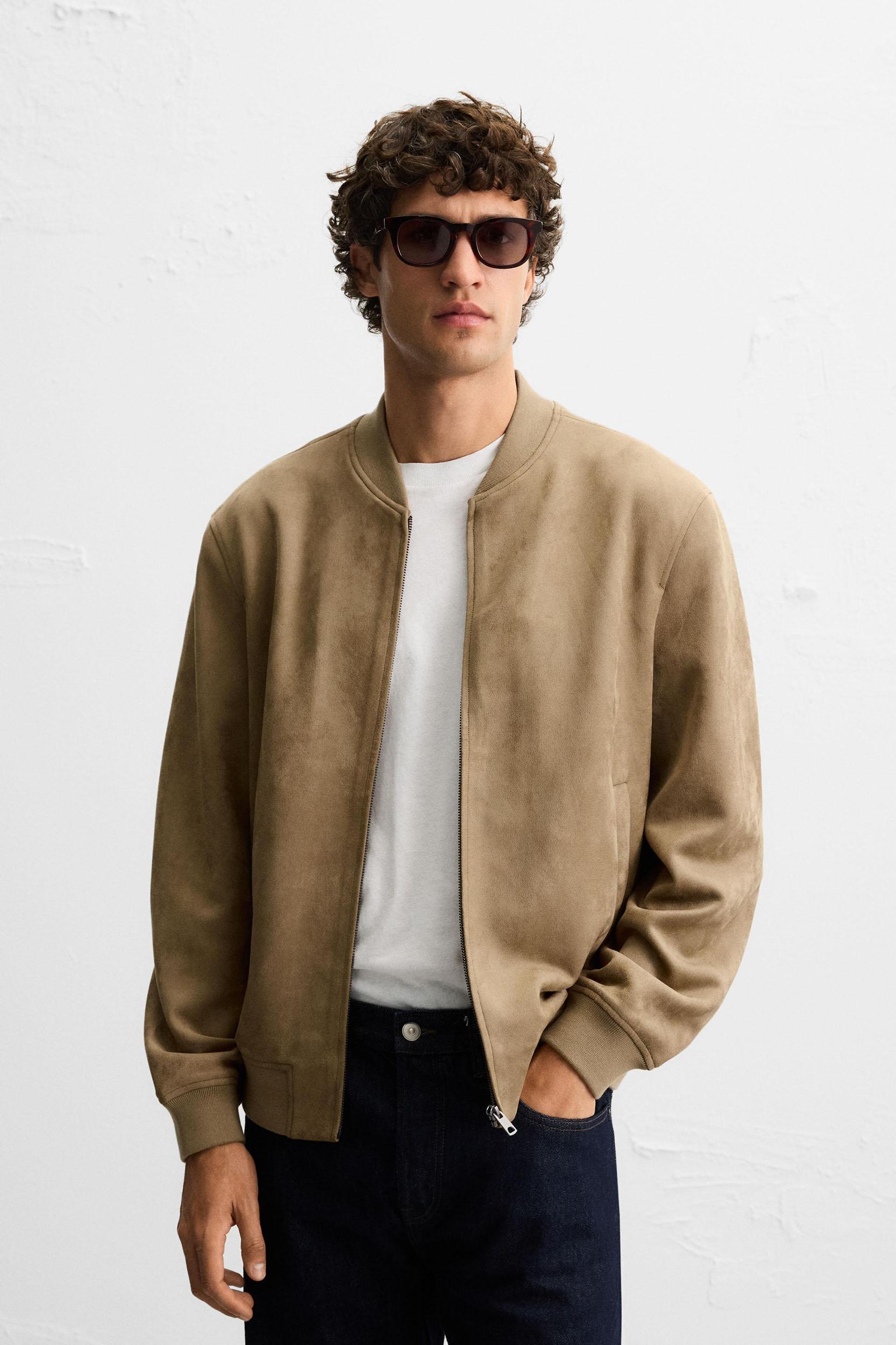 FAUX SUEDE BOMBER JACKET Product Image