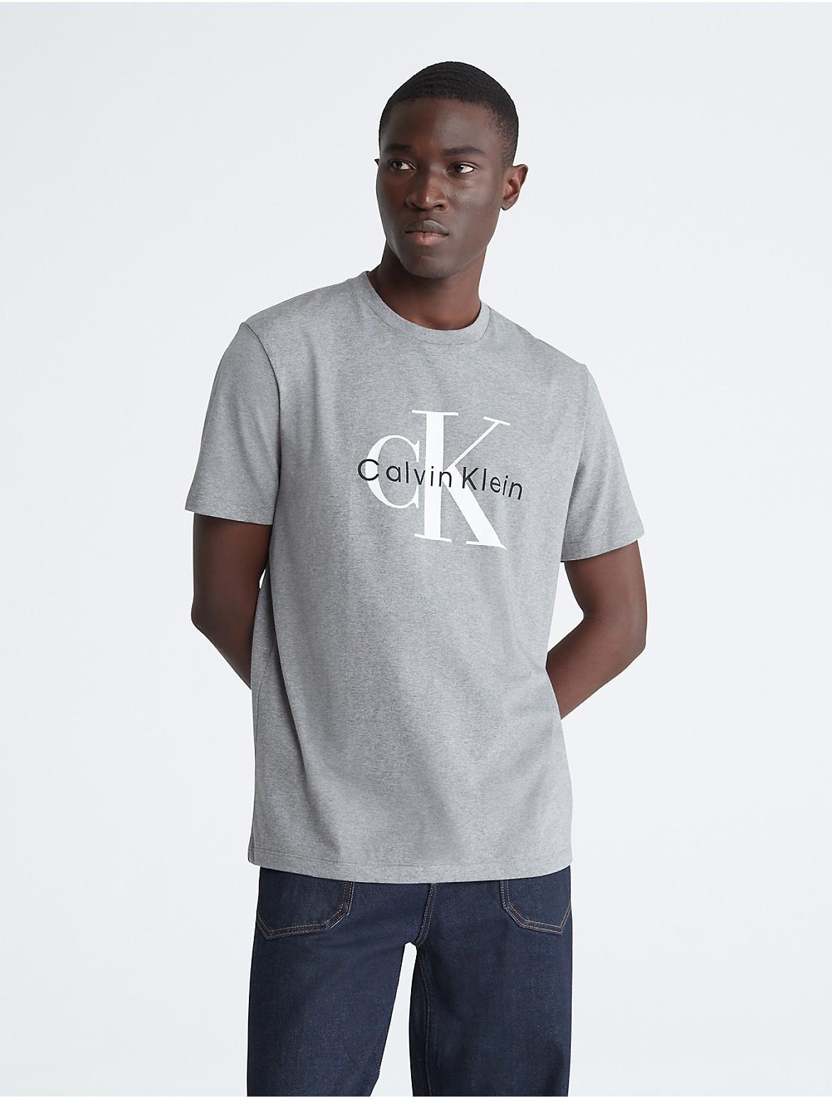 Calvin Klein Men's Monogram Logo Crewneck T-Shirt - Grey - XL Product Image