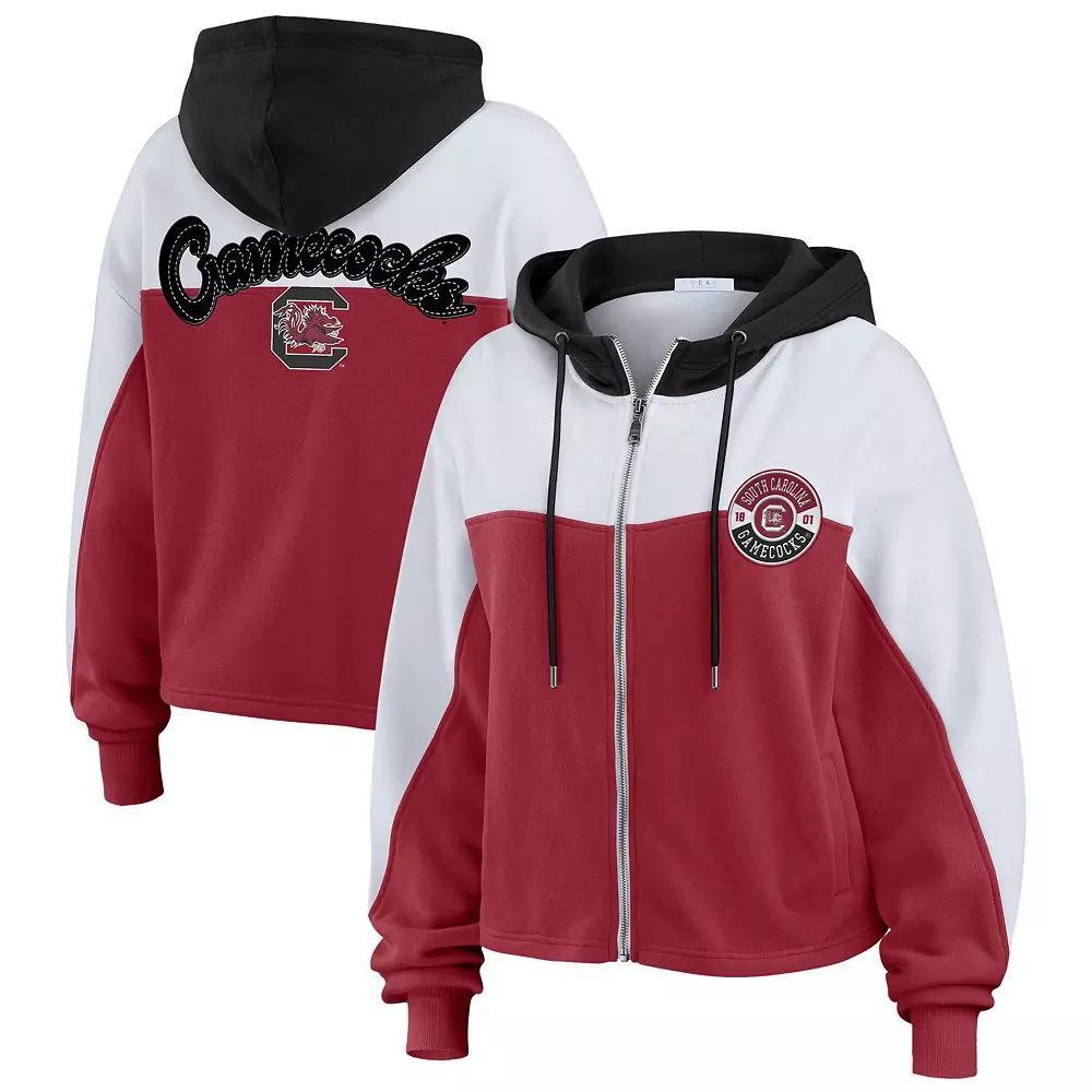 Women's WEAR by Erin Andrews Garnet South Carolina Gamecocks Color-Block Full-Zip Hoodie, Size: Small, Red Product Image