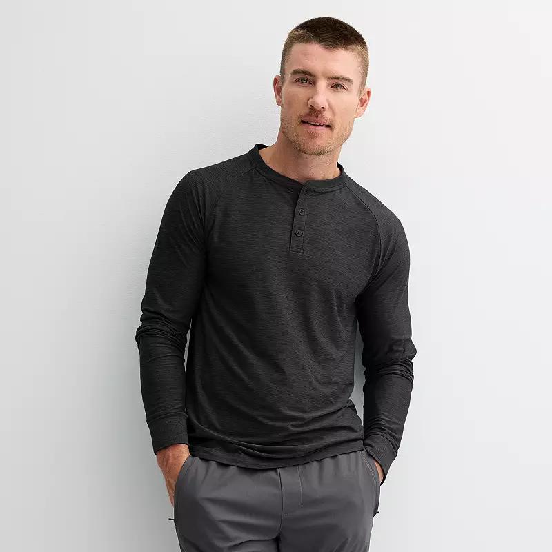 Men's FLX Long Sleeve Luxury Soft Wander Henley, Size: Small, Black Coal Product Image