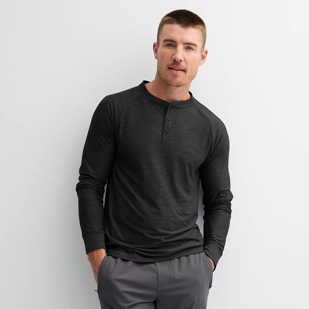 Men's FLX Long Sleeve Luxury Soft Wander Henley, Size: Small, Black Coal Product Image