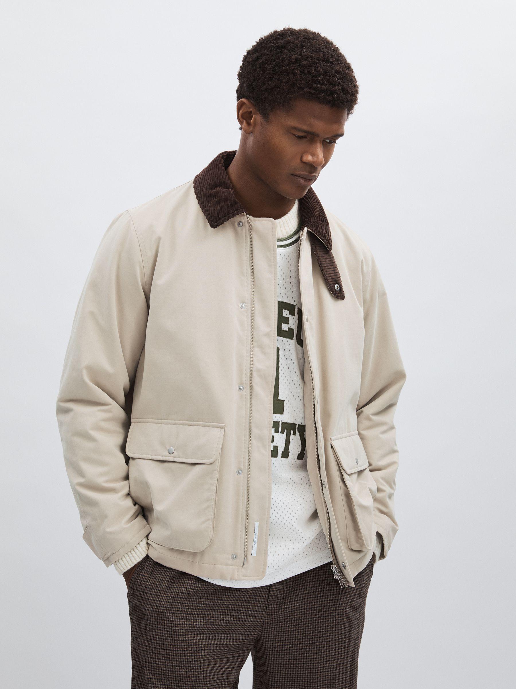 Corduroy Collar Field Jacket in Sand Product Image