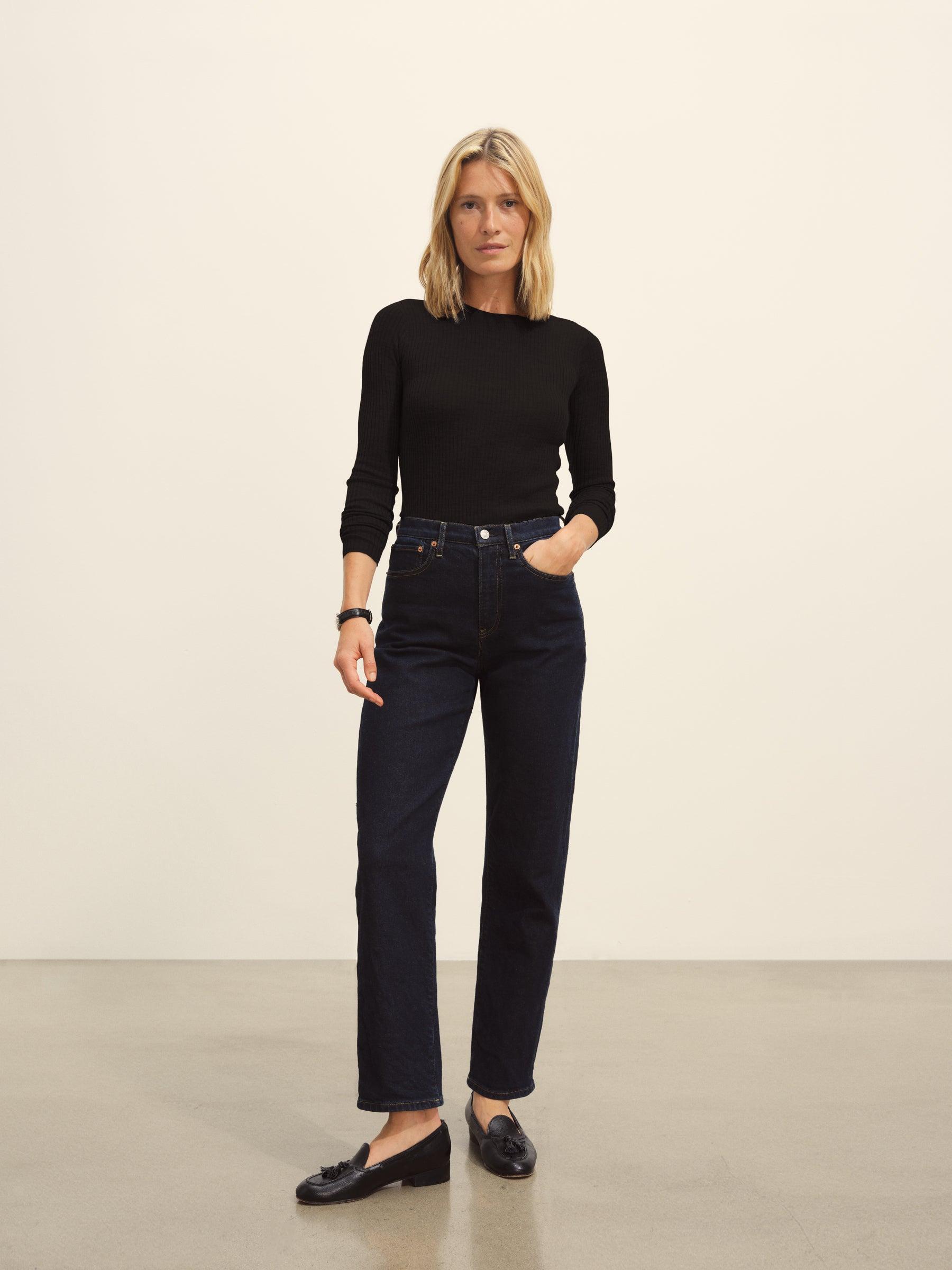 Black Featherweight Silk Cashmere L/S Crew Product Image