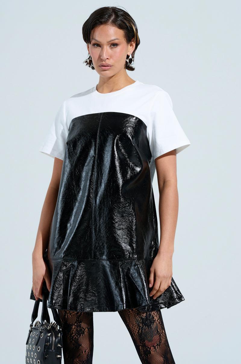 SO CUTE PU MINI DRESS Product Image