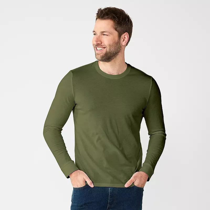 Men's Sonoma Goods For Life® Supersoft Long Sleeve Crewneck Tee, Size: Medium, Mineral Blue Product Image