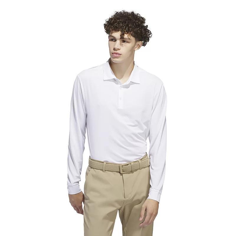 Men's adidas Long Sleeve Polo Shirt, Size: XXL, White Product Image